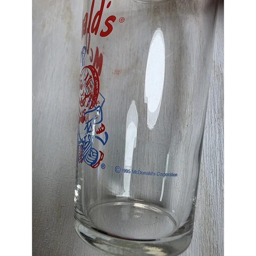 Vintage 1995 McDonalds Speedee Drinking Glass Retro Mascot Collector Cup 6.25in
